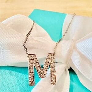 ❌❌SOLD❌❌❤️Tiffany Platinum Diamond Initial M necklace ❤️